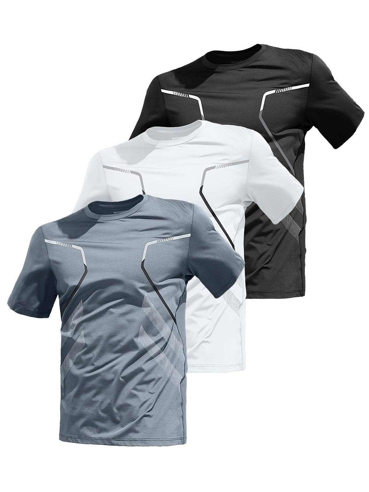 Men's Slim Fit Gym T-Shirt - Quick-Dry Crew Neck Training Top in Grey