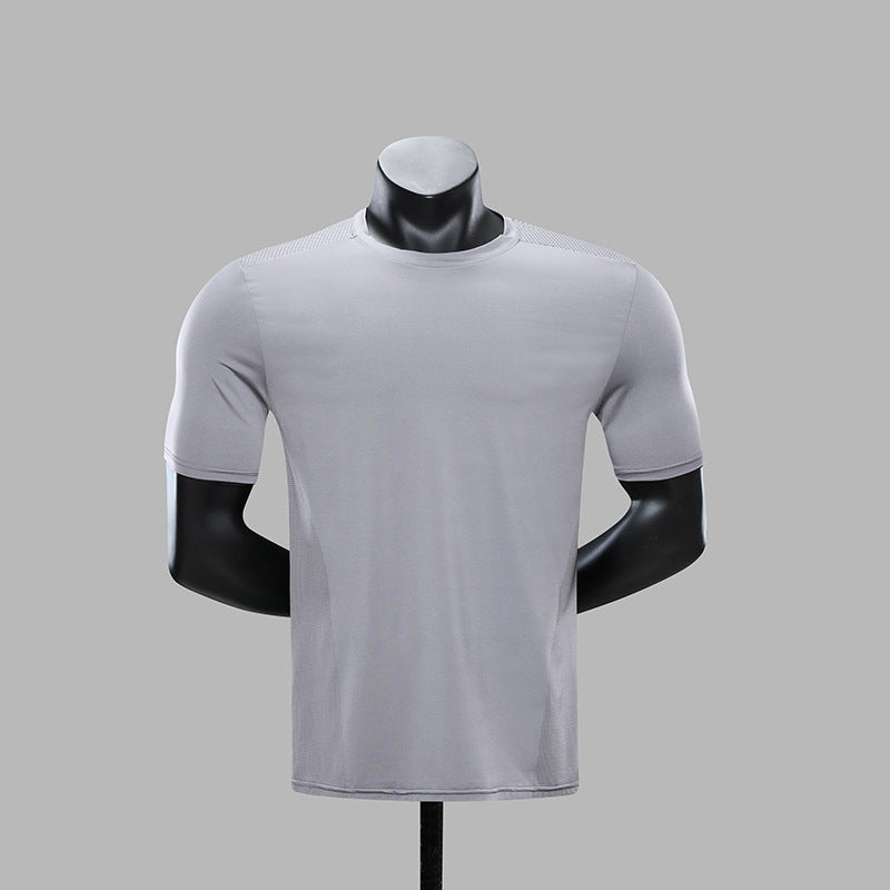 Men's Nylon Quick-Dry Running T-Shirt - Loose Fit Gym Top in Grey