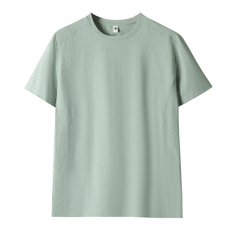 Men's Quick-Dry Gym T-Shirt - Loose Fit Crew Neck Training Top in Sage Green