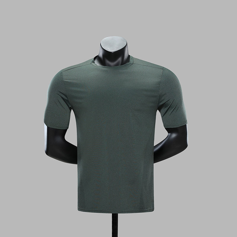 Men's Nylon Quick-Dry Running T-Shirt - Loose Fit Gym Top in Army Green