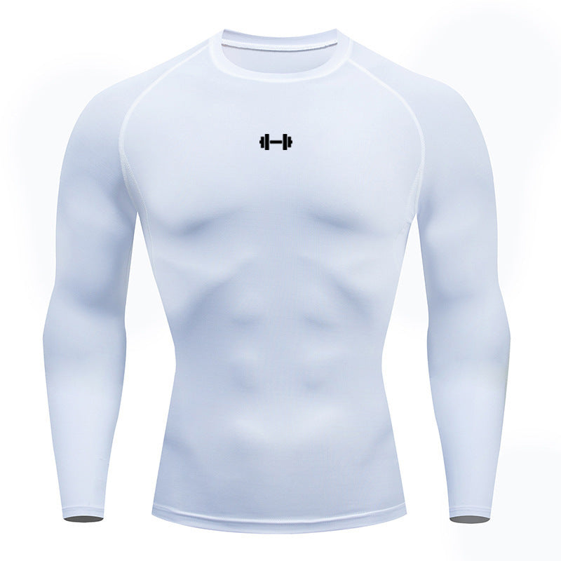 Men's Long Sleeve Compression Top - Quick-Dry Base Layer in White