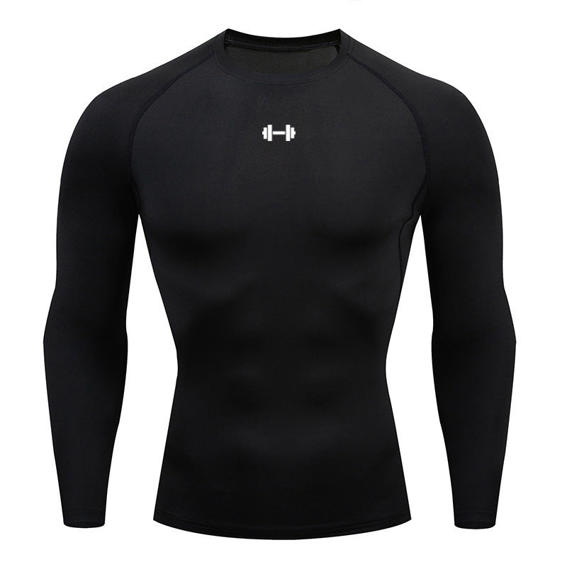 Men's Long Sleeve Compression Top - Quick-Dry Base Layer in Black