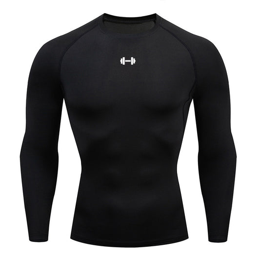 Men's Long Sleeve Compression Top - Quick-Dry Base Layer in Black
