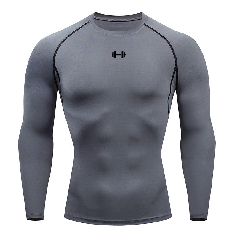 Men's Long Sleeve Compression Top - Quick-Dry Base Layer in Grey