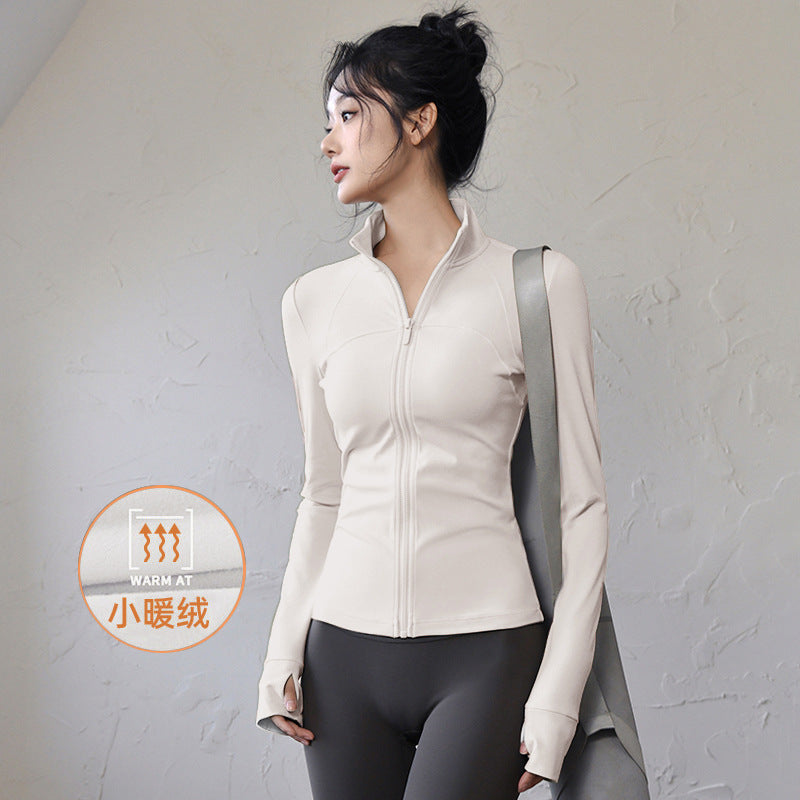 Women's Long Sleeve Gym Top - Quick-Dry, Standard or Fleece-Lined in Ivory (2)