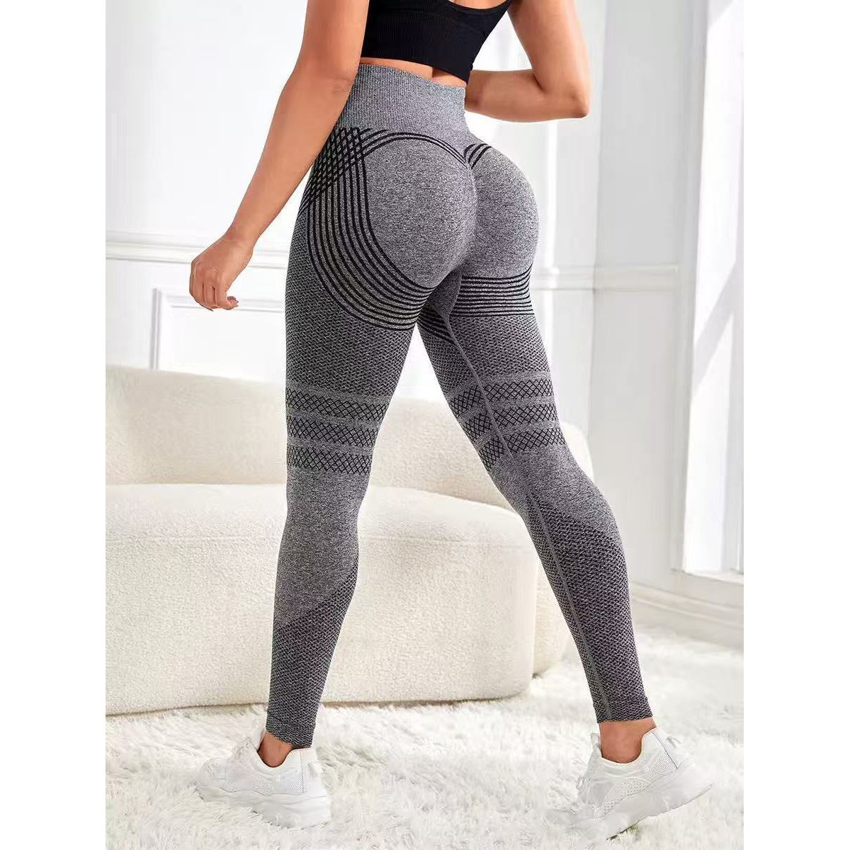 Women's Seamless High-Waisted Yoga Leggings - Gym & Workout Leggings in Grey