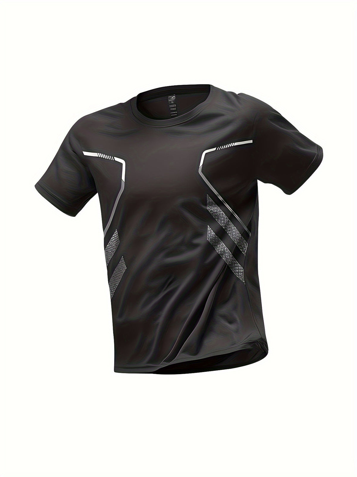 Men's Slim Fit Gym T-Shirt - Quick-Dry Crew Neck Training Top in Black