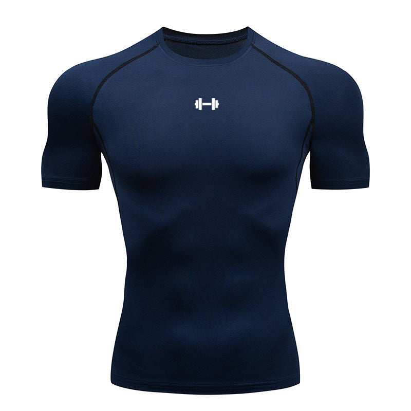Men's Short Sleeve Compression T-Shirt - Quick-Dry Training Top in Navy