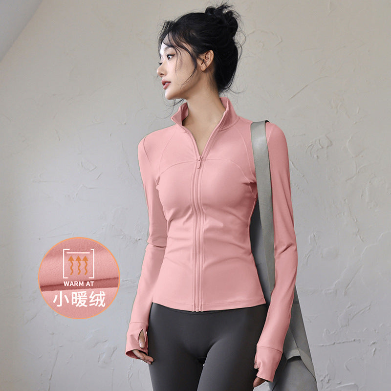 Women's Long Sleeve Gym Top - Quick-Dry, Standard or Fleece-Lined in Hot Pink (2)