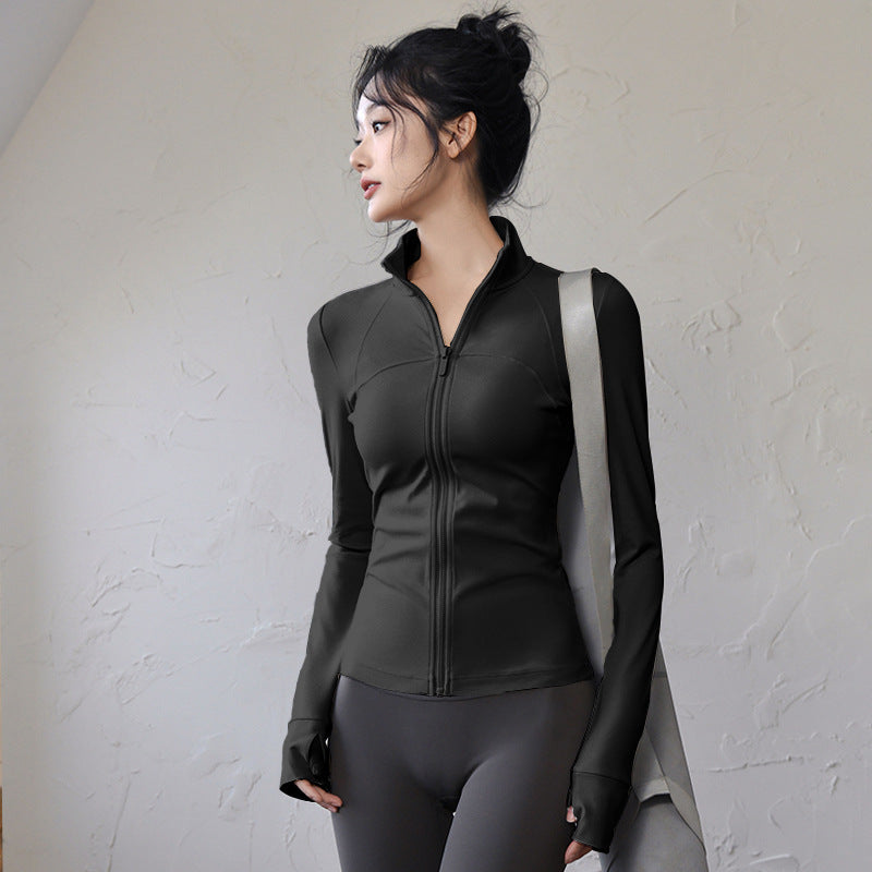 Women's Long Sleeve Gym Top - Quick-Dry, Standard or Fleece-Lined in Black