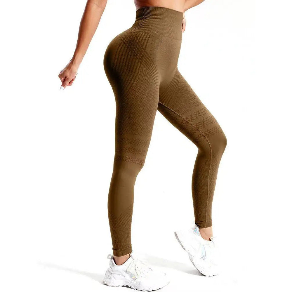 Women's Seamless High-Waisted Yoga Leggings - Gym & Workout Leggings in Coffee