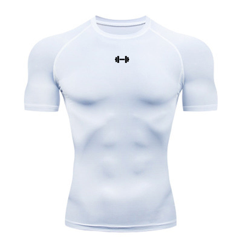 Men's Short Sleeve Compression T-Shirt - Quick-Dry Training Top in Pewter