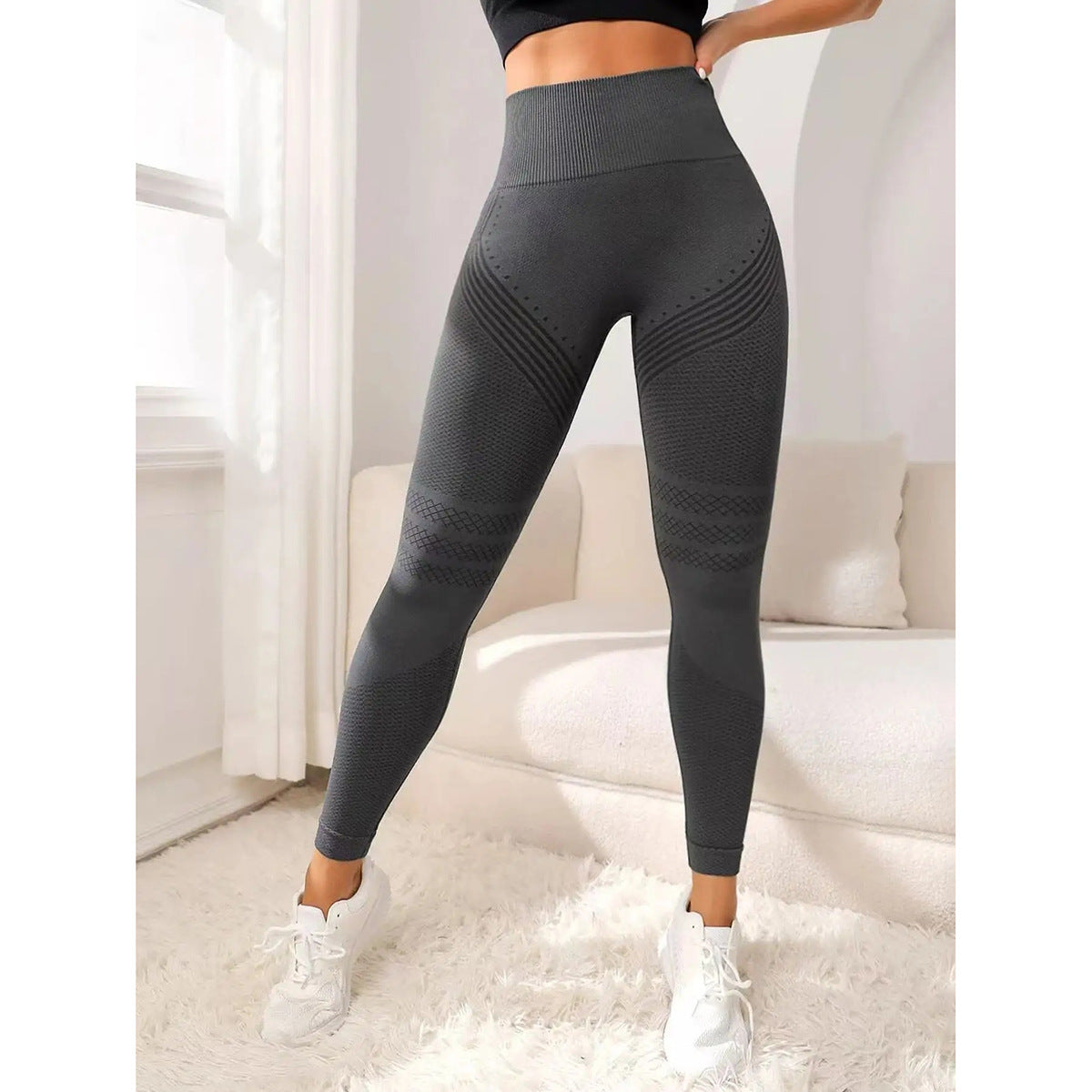 Women's Seamless High-Waisted Yoga Leggings - Gym & Workout Leggings in Charcoal