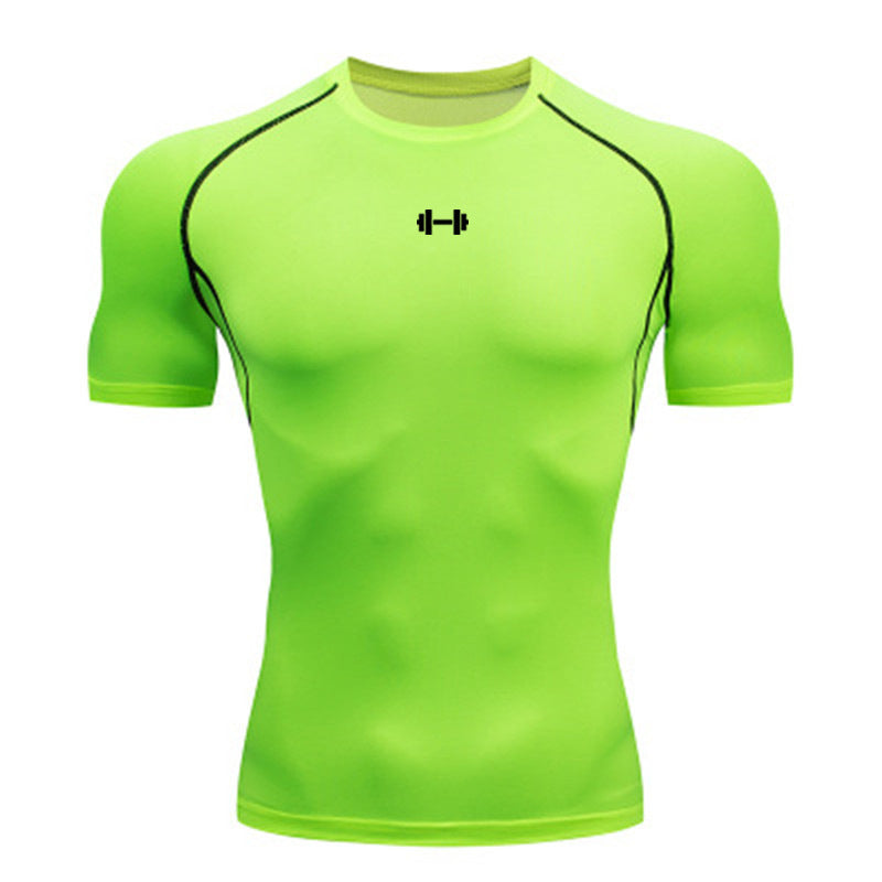 Men's Short Sleeve Compression T-Shirt - Quick-Dry Training Top in Neon Green