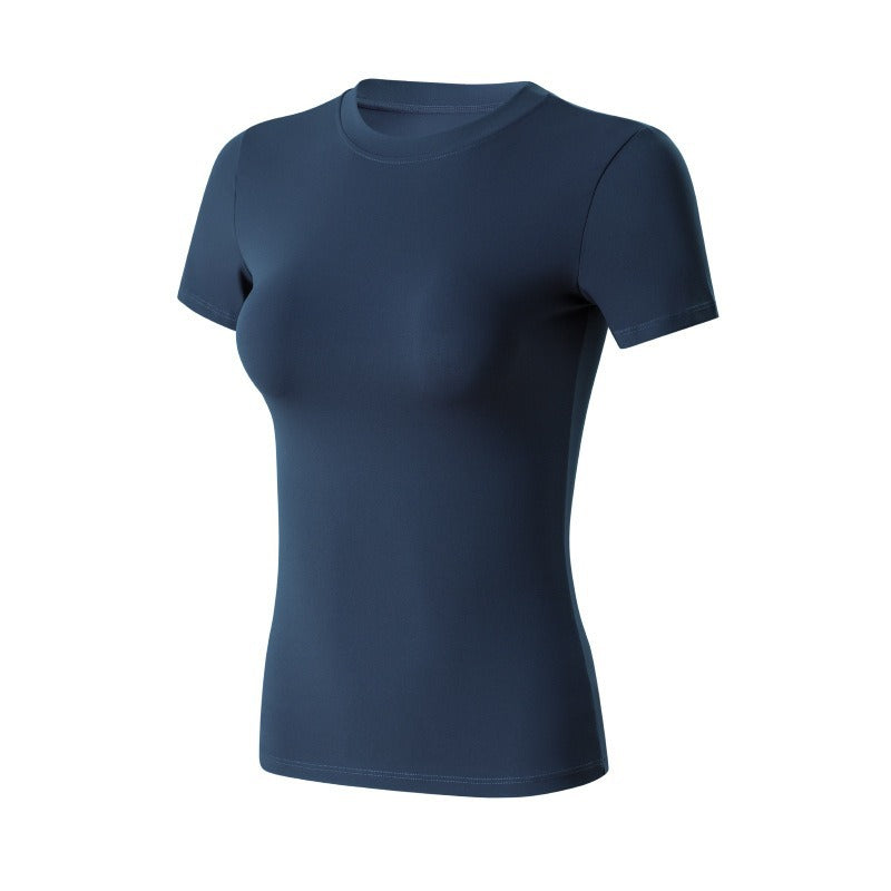 Women's Slim Fit Gym T-Shirt - Quick-Dry Short Sleeve Training Top in Cobalt Blue