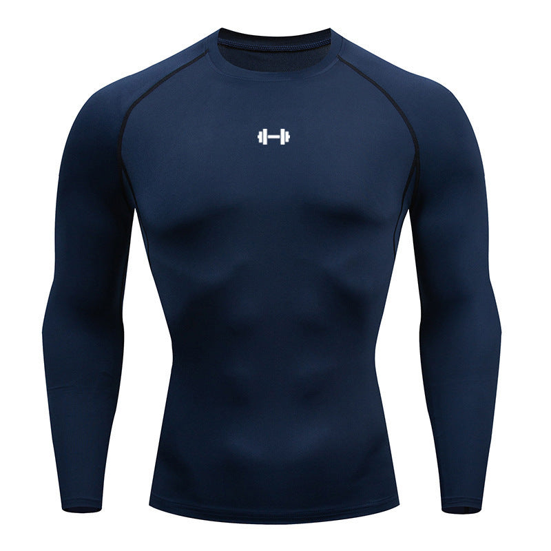 Men's Long Sleeve Compression Top - Quick-Dry Base Layer in Navy
