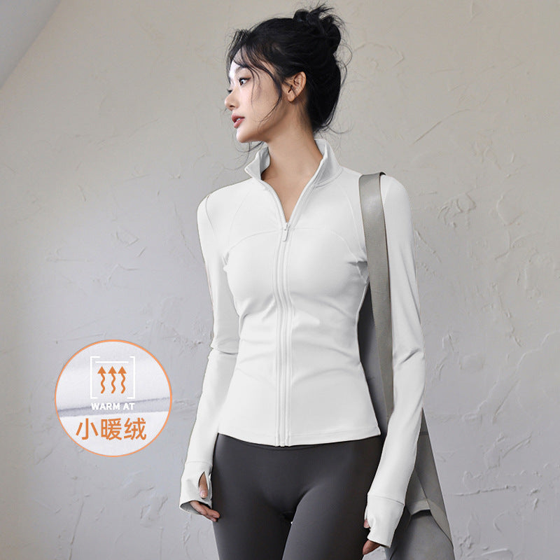 Women's Long Sleeve Gym Top - Quick-Dry, Standard or Fleece-Lined in White (2)