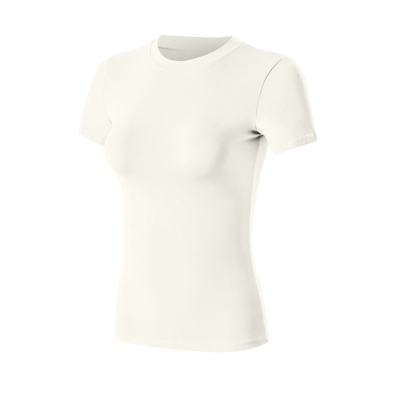 Women's Slim Fit Gym T-Shirt - Quick-Dry Short Sleeve Training Top in White