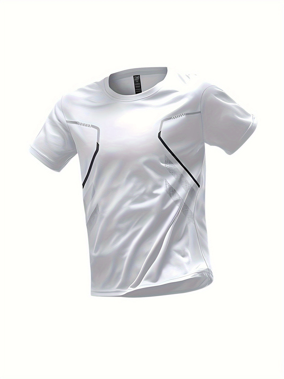 Men's Slim Fit Gym T-Shirt - Quick-Dry Crew Neck Training Top in White