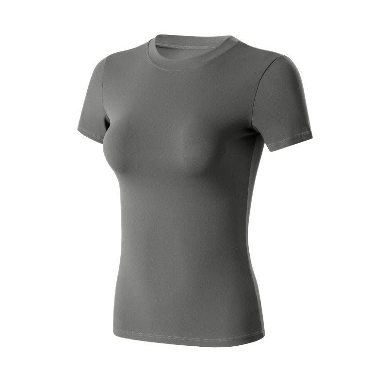 Women's Slim Fit Gym T-Shirt - Quick-Dry Short Sleeve Training Top in Frost Grey