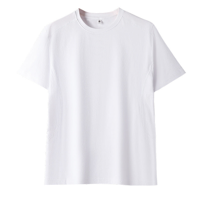 Men's Quick-Dry Gym T-Shirt - Loose Fit Crew Neck Training Top in White
