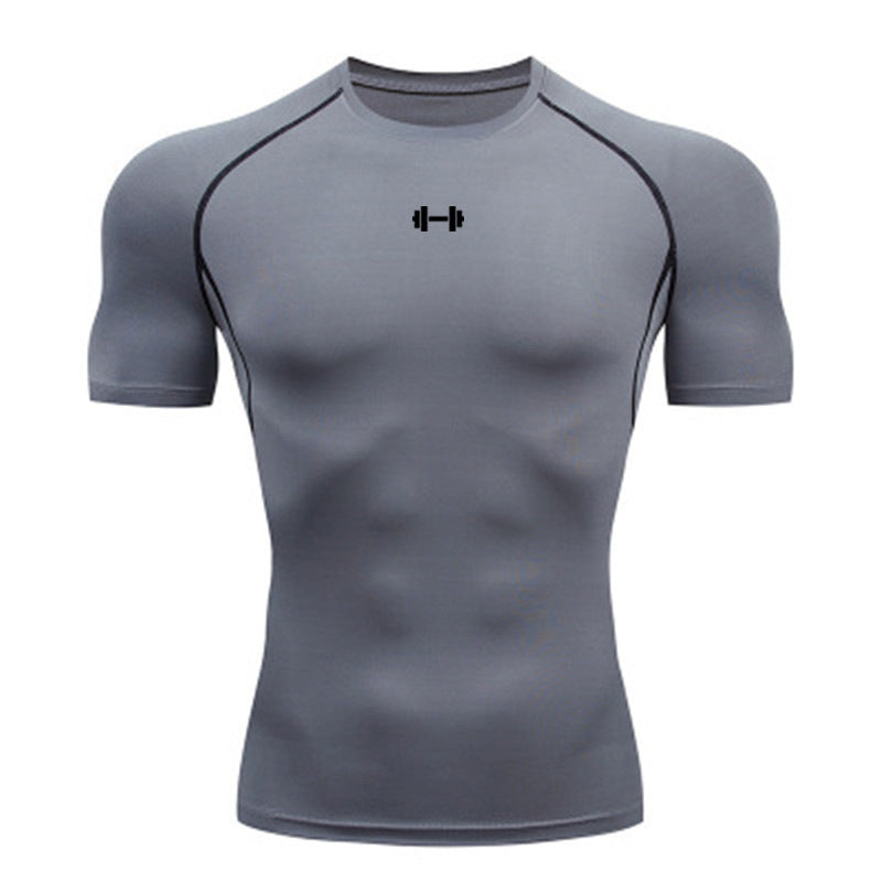 Men's Short Sleeve Compression T-Shirt - Quick-Dry Training Top in Grey