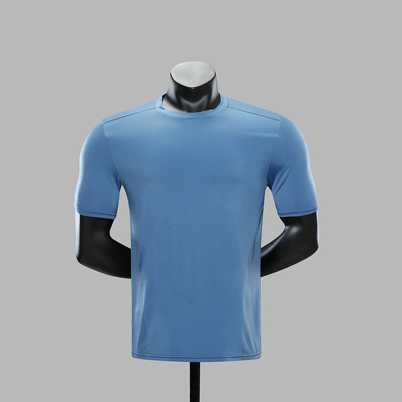 Men's Nylon Quick-Dry Running T-Shirt - Loose Fit Gym Top in Blue
