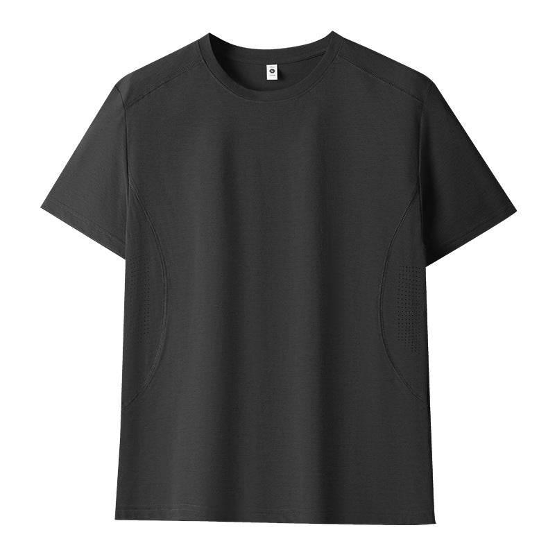 Men's Quick-Dry Gym T-Shirt - Loose Fit Crew Neck Training Top in Black